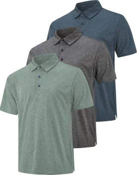 3 Pack Polo Shirts for Men Dry Fit Performance Short Sleeve Golf Polo Shirts