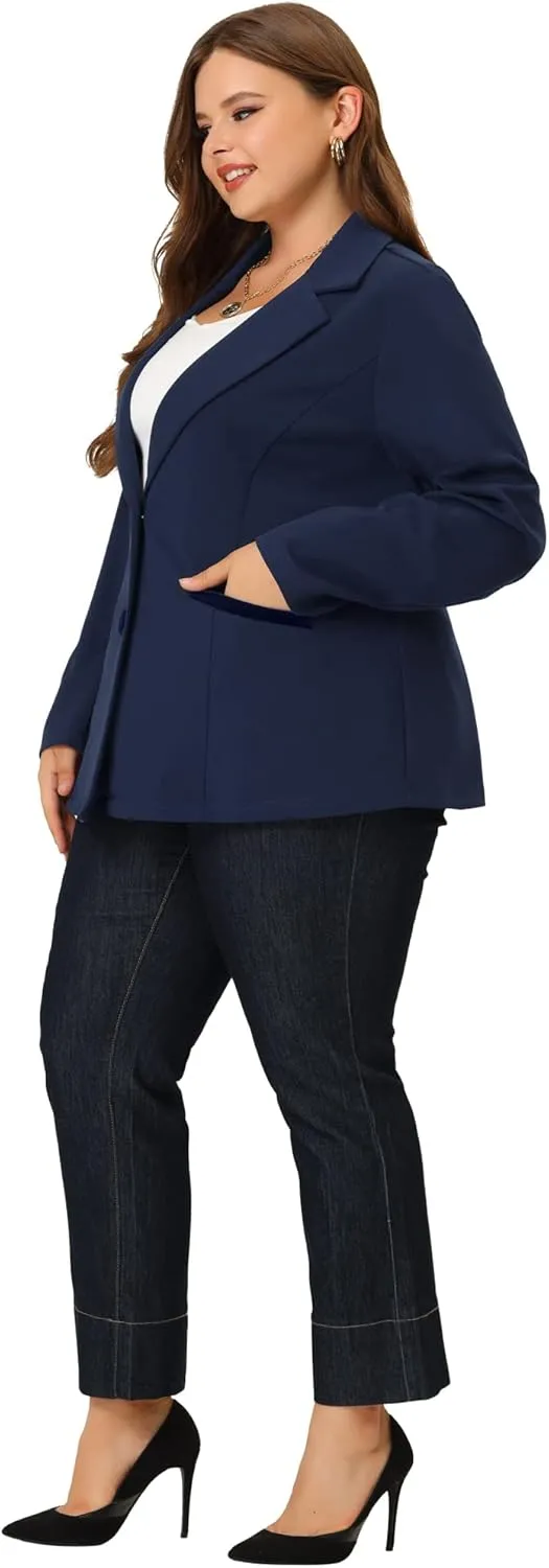 Agnes Orinda Blazers for Women Plus Size Notched Lapel V Neck Business Casual Outfits Suit Jacket Work Fall Blazers