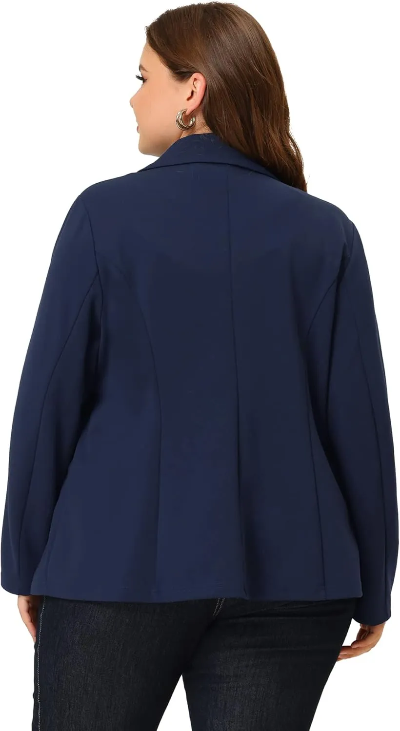 Agnes Orinda Blazers for Women Plus Size Notched Lapel V Neck Business Casual Outfits Suit Jacket Work Fall Blazers