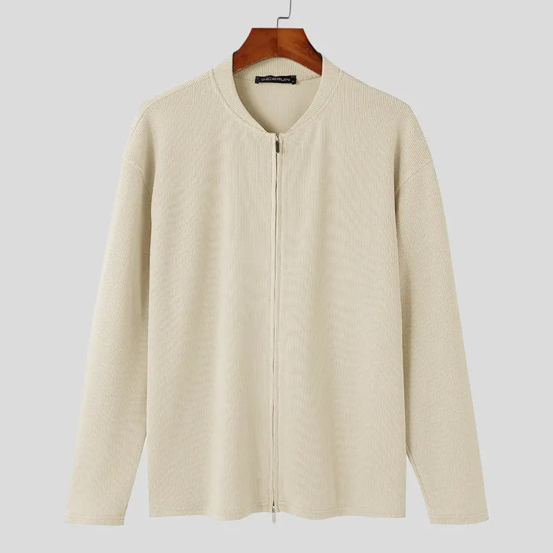 Aidase Tops Korean Style Casual New Men Texture Cardigan Sweater Autumn Winter Hot Sale Zipper Long Sleeved Sweaters S-5XL