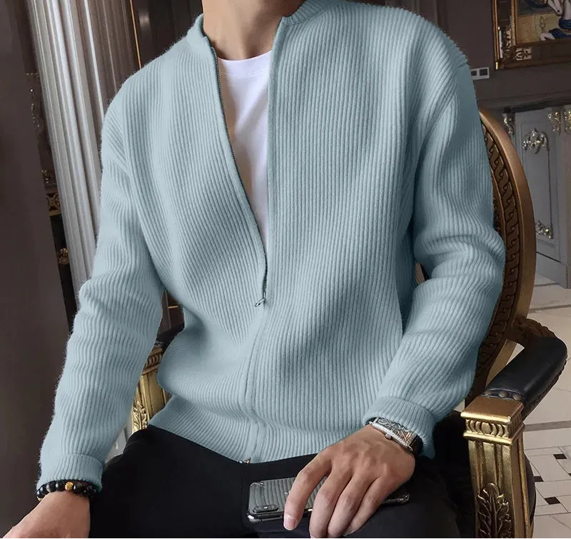 Aidase Tops Korean Style Casual New Men Texture Cardigan Sweater Autumn Winter Hot Sale Zipper Long Sleeved Sweaters S-5XL