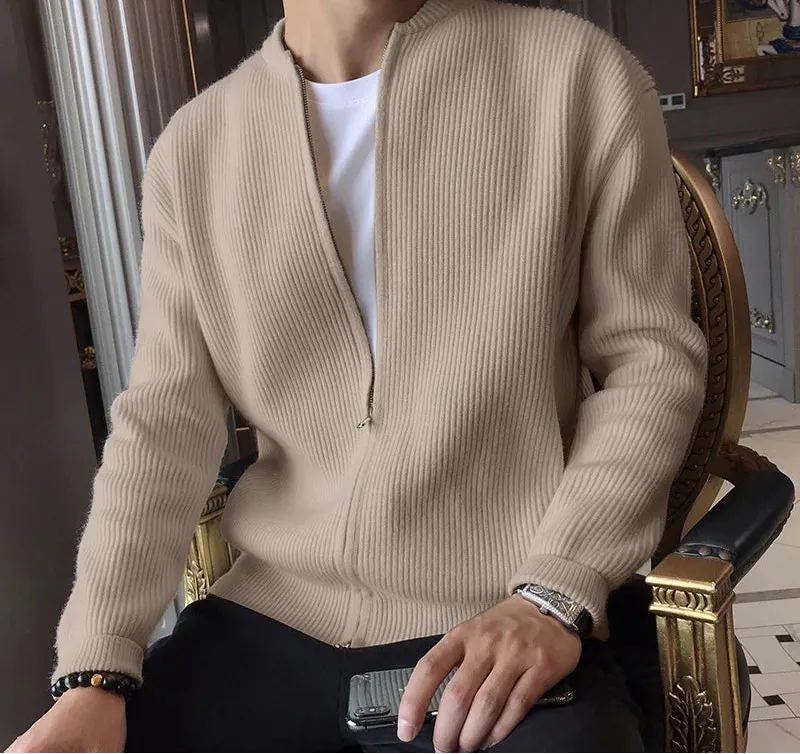 Aidase Tops Korean Style Casual New Men Texture Cardigan Sweater Autumn Winter Hot Sale Zipper Long Sleeved Sweaters S-5XL