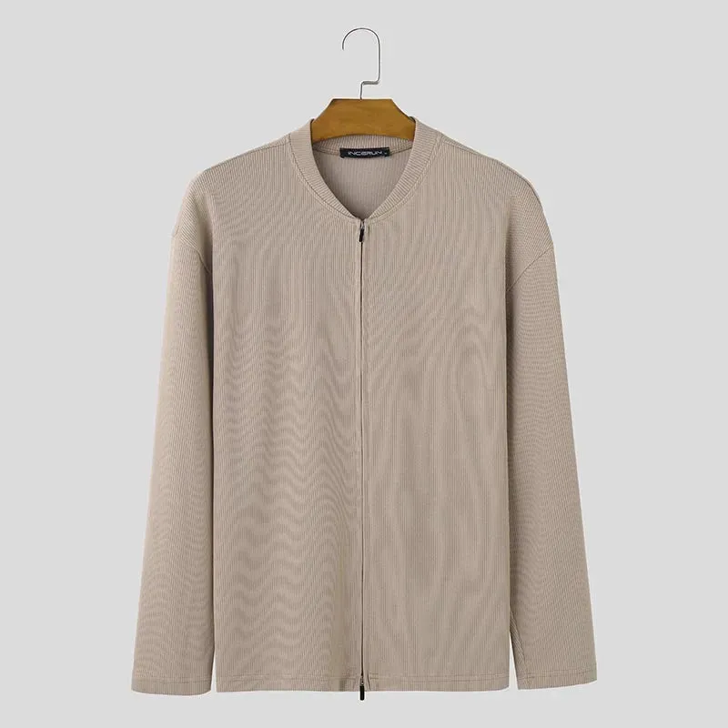 Aidase Tops Korean Style Casual New Men Texture Cardigan Sweater Autumn Winter Hot Sale Zipper Long Sleeved Sweaters S-5XL