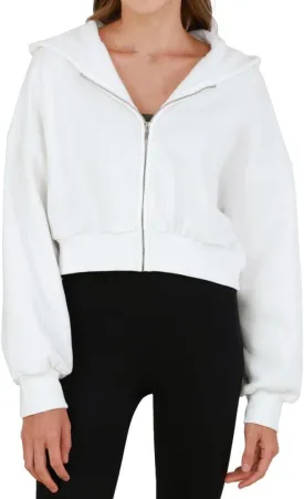 Amazhiyu Women's Cropped Zip-up Hoodies Fleece Long Sleeve Sweatshirt with Hood