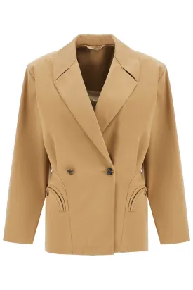 beige double-breasted cotton blazer BZVDB01 END BEIGE
