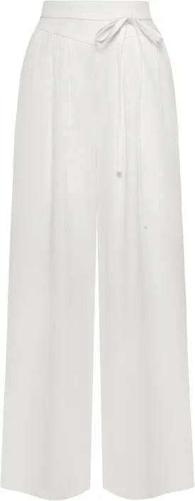 Belle Poque Women's High-Waisted Wide Leg Palazzo Pants - Elastic Waist, Flowy Boho Casual Summer Trousers with Pockets