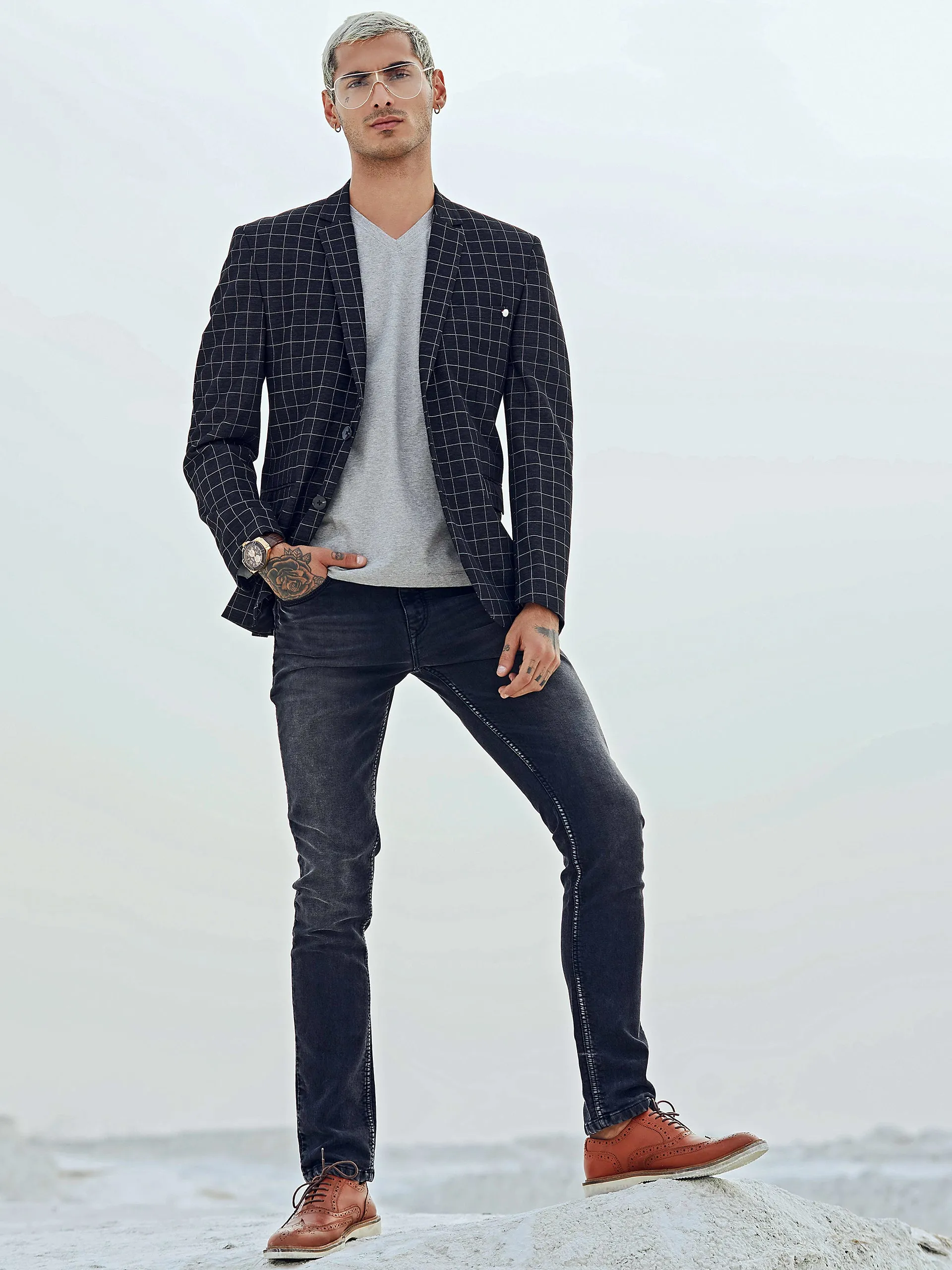 Black Checked Blazer