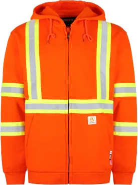 BOCOMAL FR Hoodies High Visibility 10.5oz Cottion Fleece Zipper Hi Vis Flame Resistant Reflective Hooded Sweatshirts