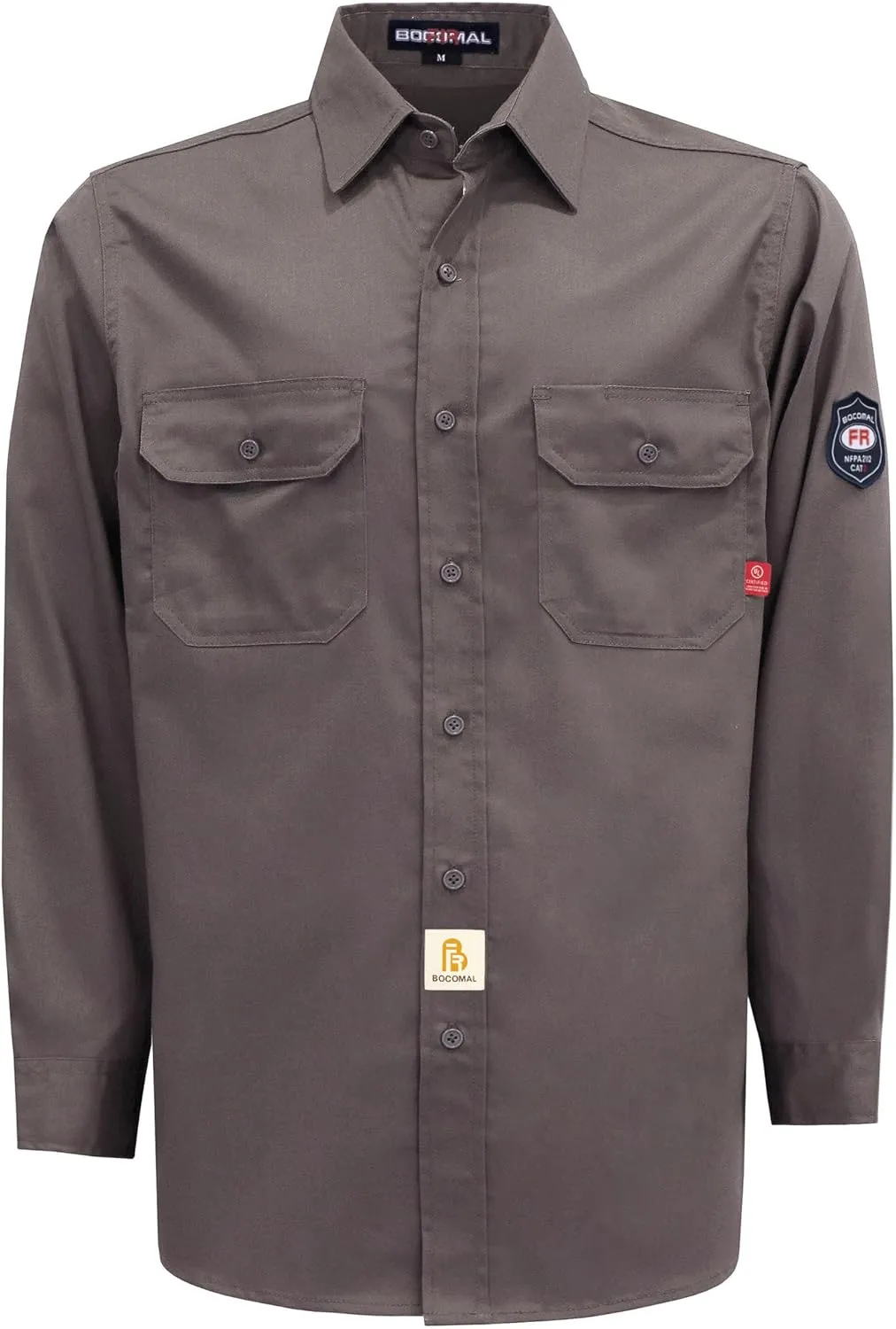 BOCOMAL FR Shirts Flame Resistant 100% C NFPA2112 7.5oz Men's Fire Retardant Welding Shirt