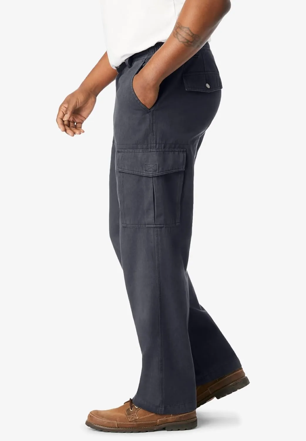 Boulder Creek by Kingsize Men's Big & Tall Renegade Side-Elastic Waist Cargo Pants