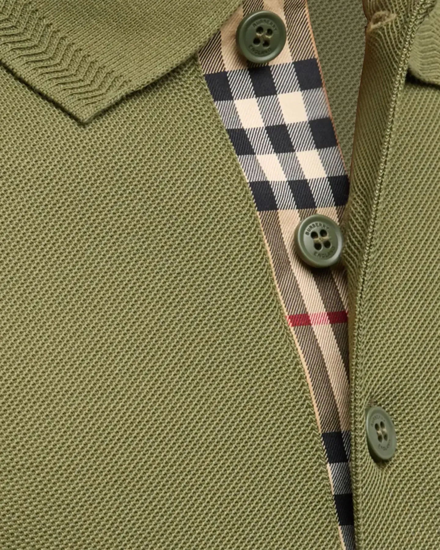 Burberry Men Polo Shirt Eddie Olive Cotton Regular Fit L FINAL SALE