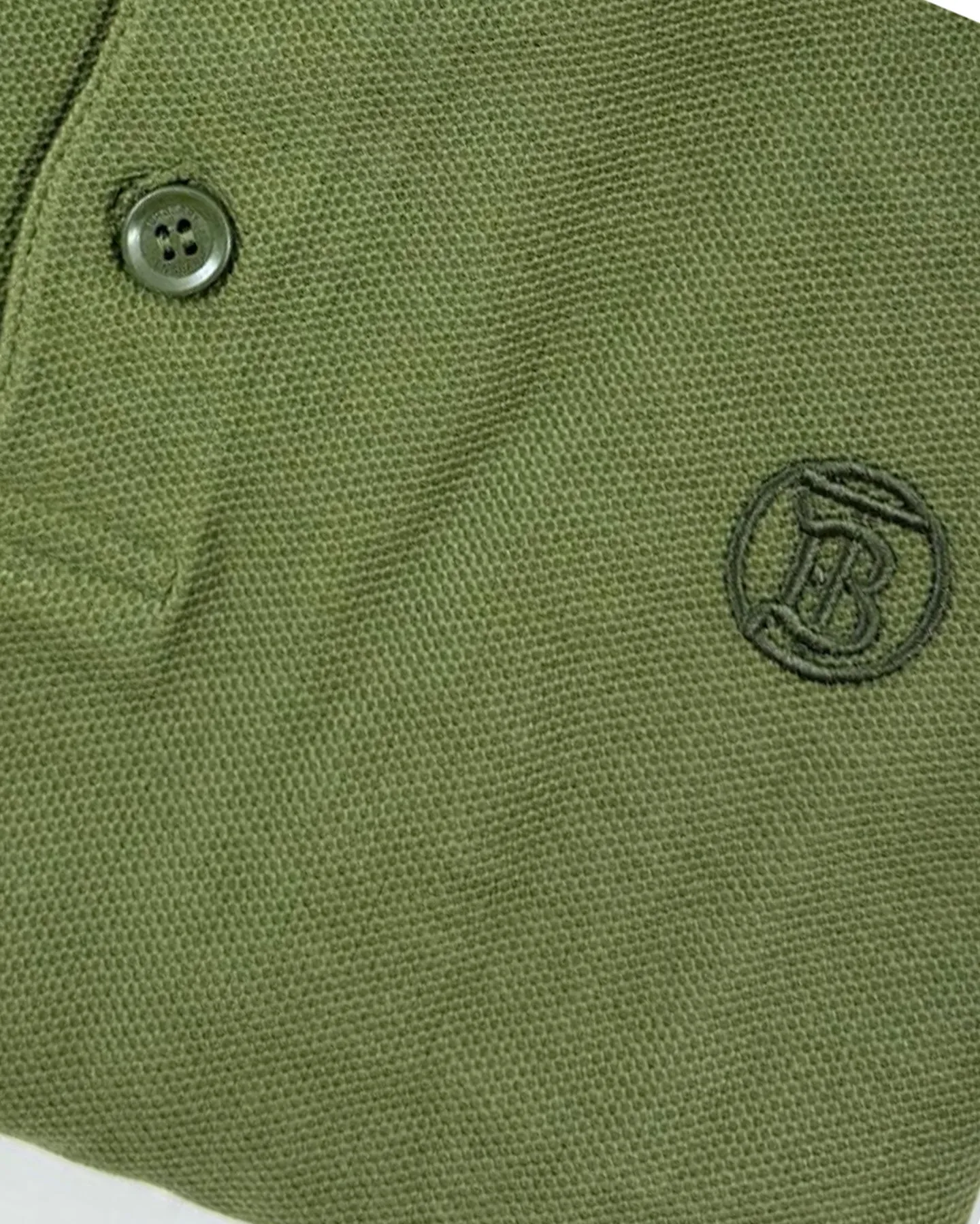 Burberry Men Polo Shirt Eddie Olive Cotton Regular Fit L FINAL SALE