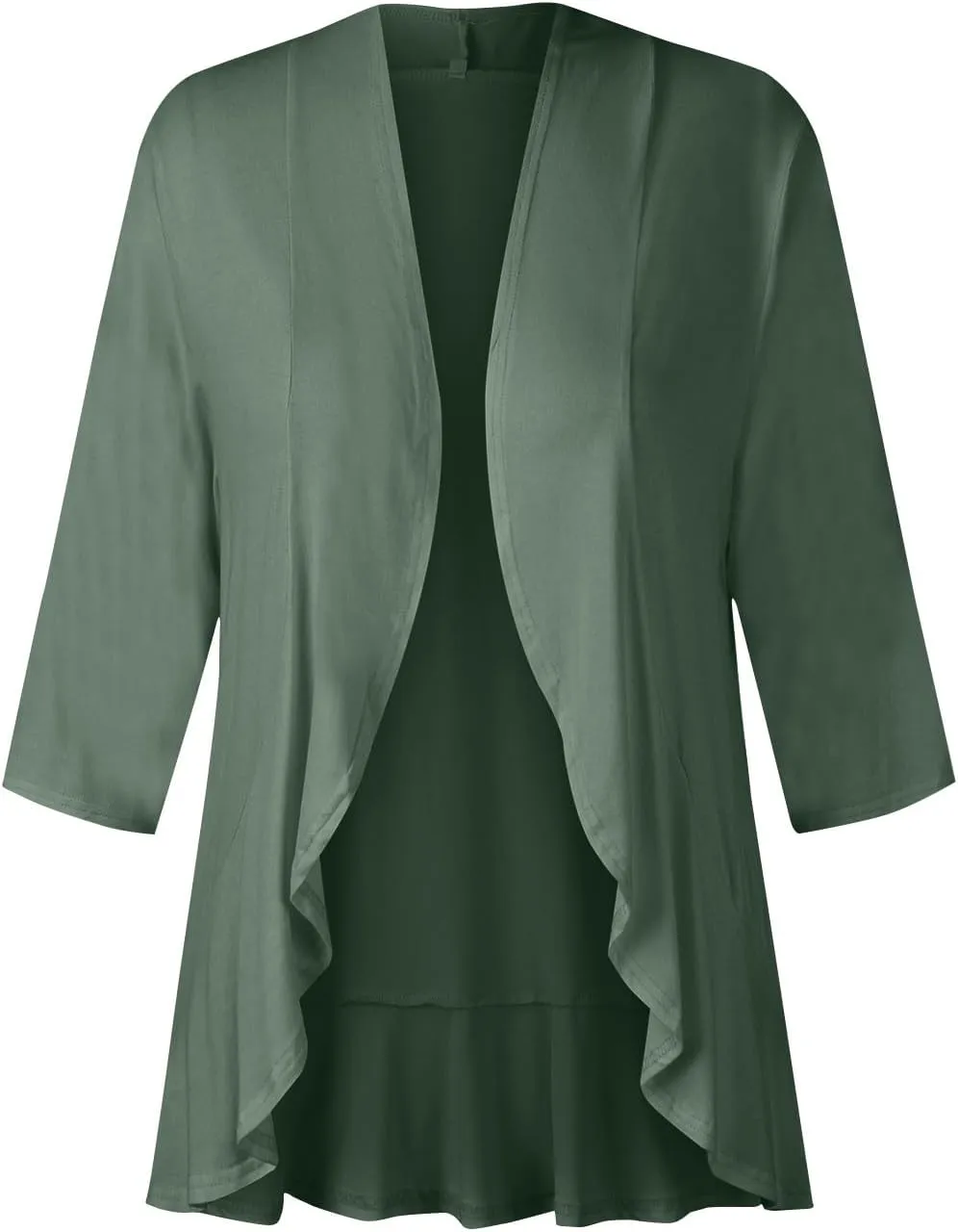 Cardigan for Women Lightweight Summer 3/4 Sleeve Open Front Ruffle Kimono Cardigan Duster