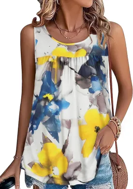 CHICGAL Womens Summer Tank Tops Sleeveless T Shirt Casual Loose Fit Tunic Blouses