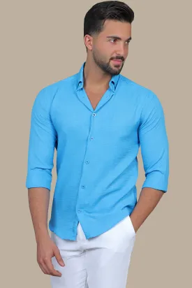Classic Blue Linen Shirt: Long & Short Sleeve Options