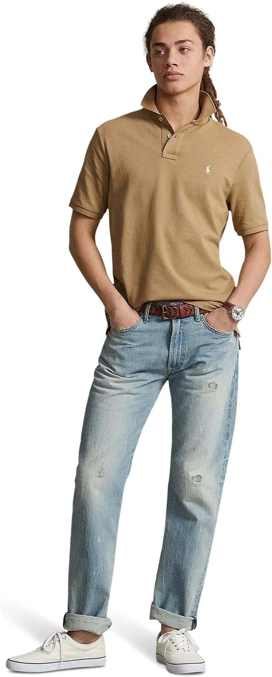 Classic Fit Mesh Polo Shirt Polo Ralph Lauren, Cafe Tan