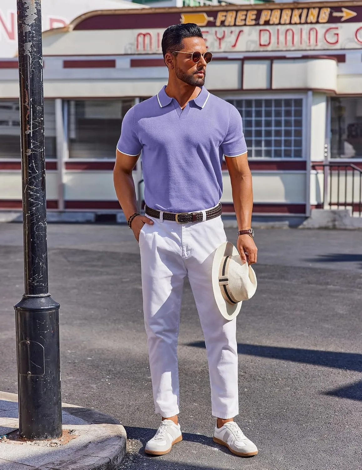 COOFANDY Mens Polo Shirts Short Sleeve Casual Knit Polo Shirt Vintage Golf T Shirts Old Money Tops