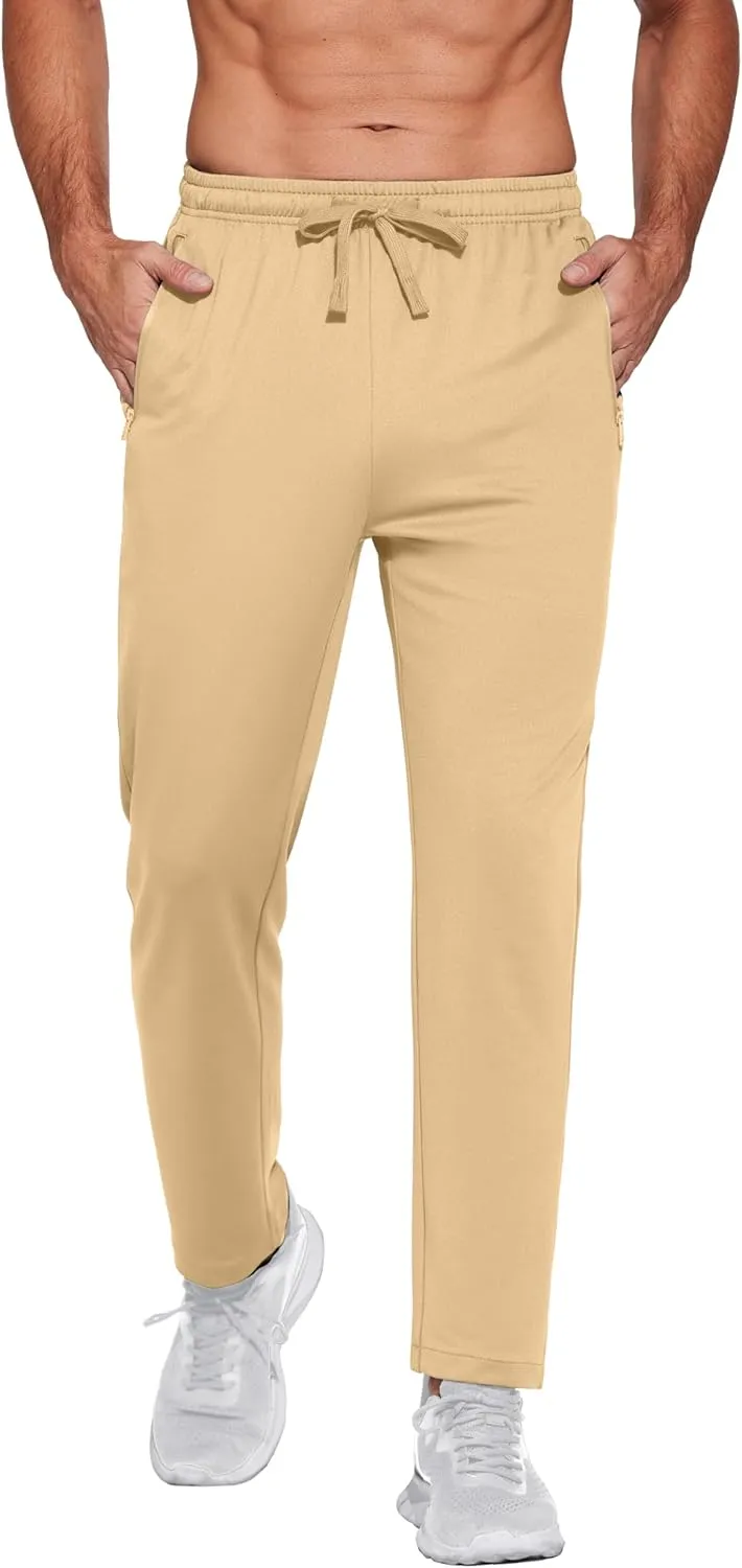 COOFANDY Men's Sweatpants Open Bottom Lightweight Athletic Running Joggers Gym Workout Pants with Zipper Pockets
