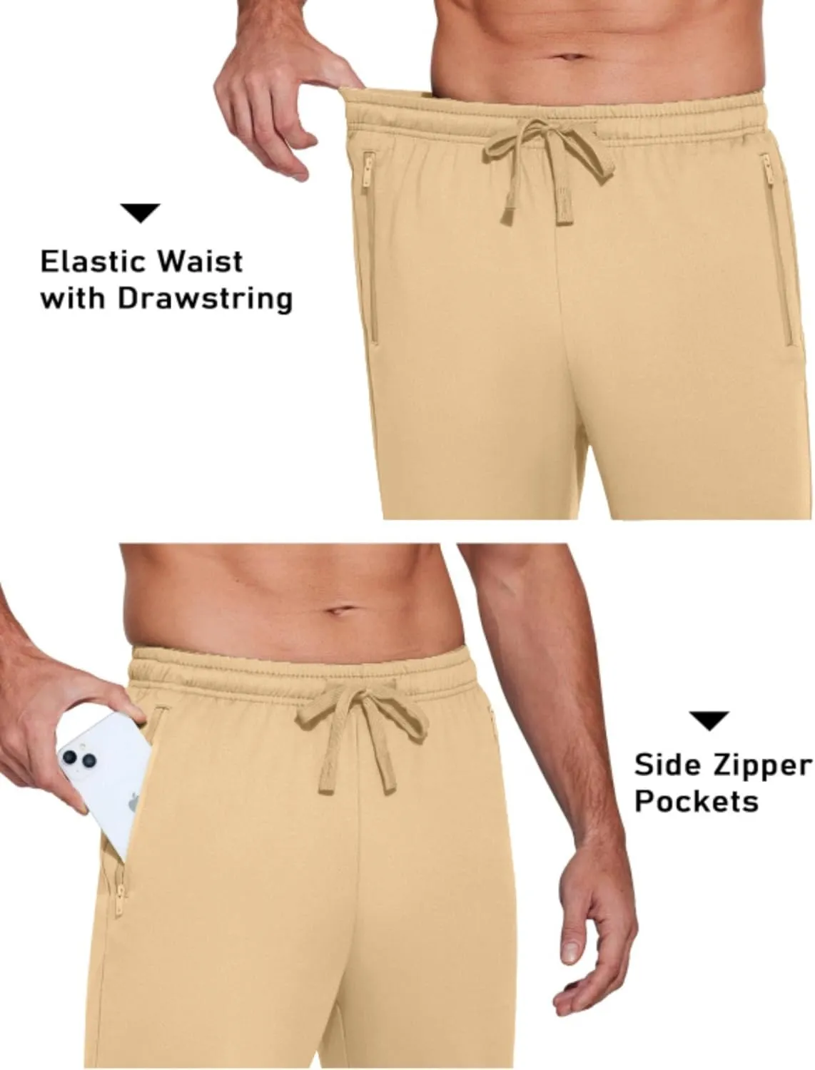 COOFANDY Men's Sweatpants Open Bottom Lightweight Athletic Running Joggers Gym Workout Pants with Zipper Pockets