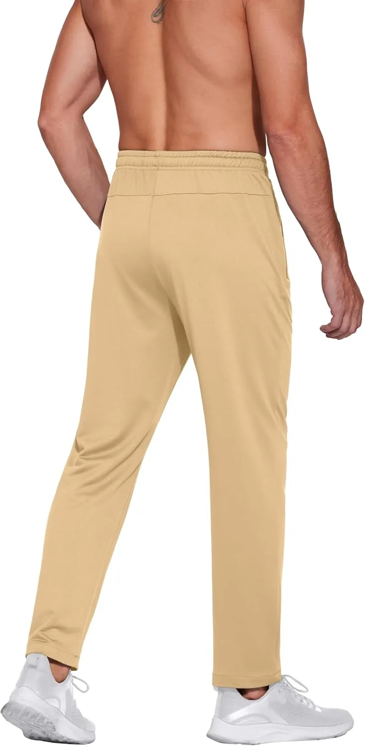 COOFANDY Men's Sweatpants Open Bottom Lightweight Athletic Running Joggers Gym Workout Pants with Zipper Pockets