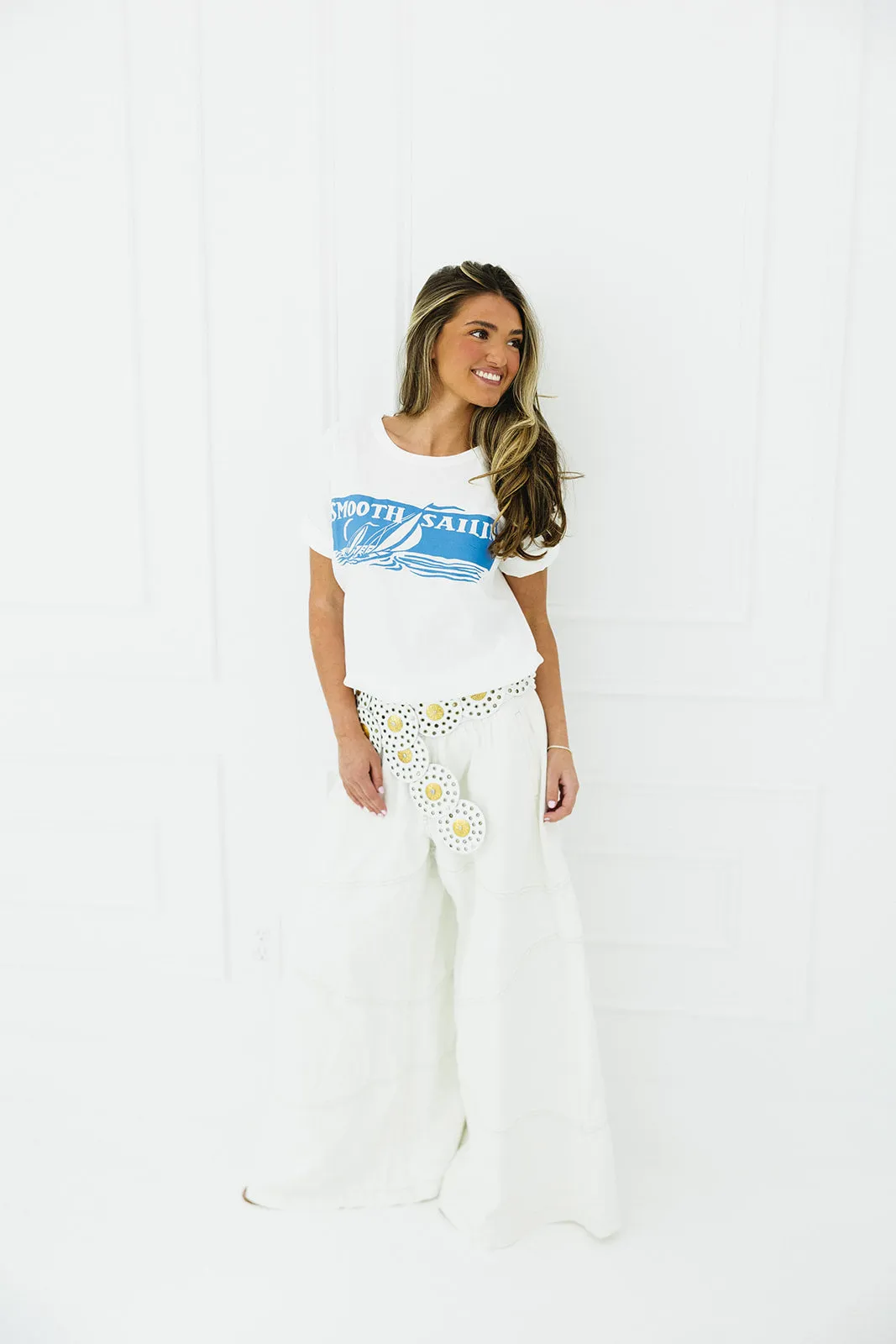 Daddios Wide Leg Denim Jeans - Cream