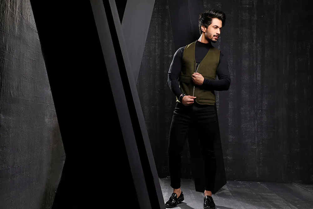 Dark Green Jersey Utility Gilet