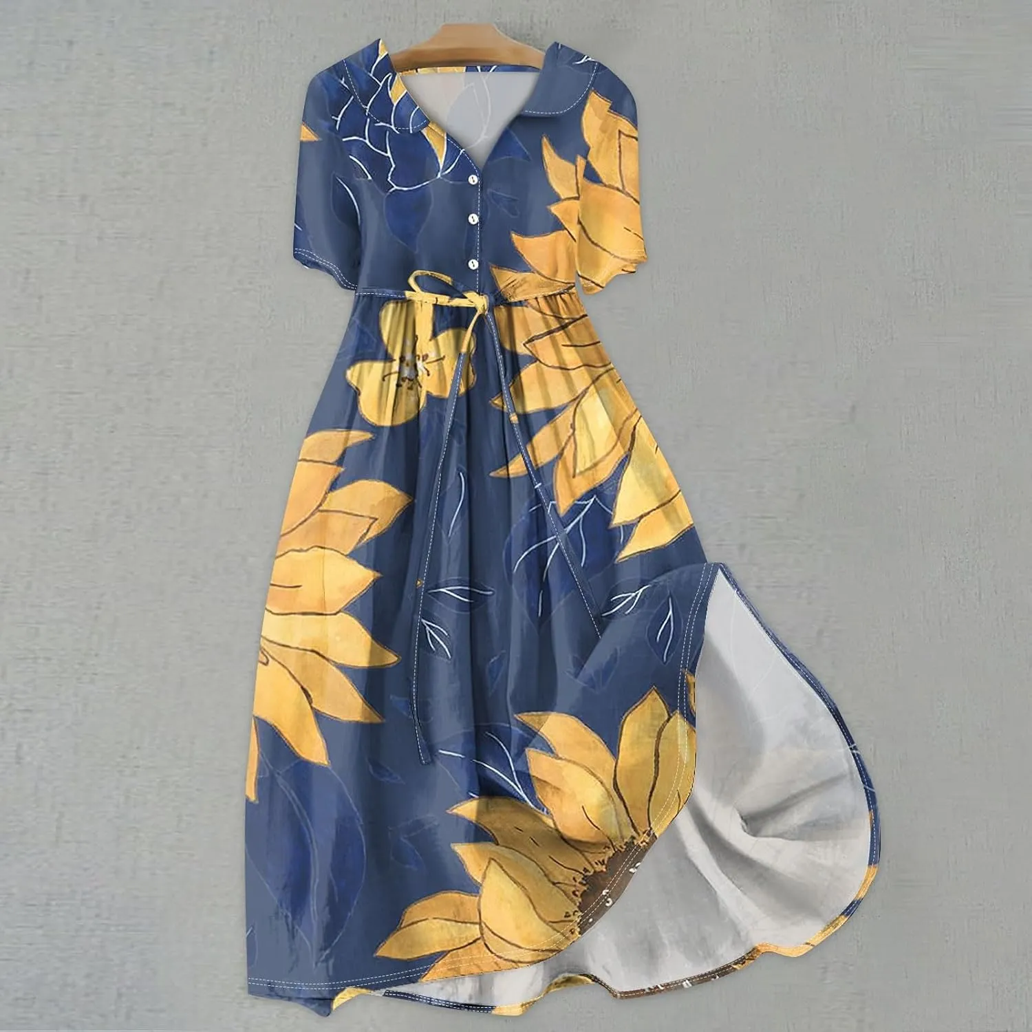 Dresses for Women 2025 Tie Swing Spring Summer Maxi Dress Short Sleeve Womens Summer