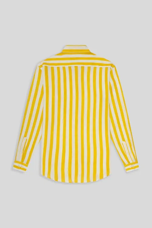 faded striped linen shirt yellow