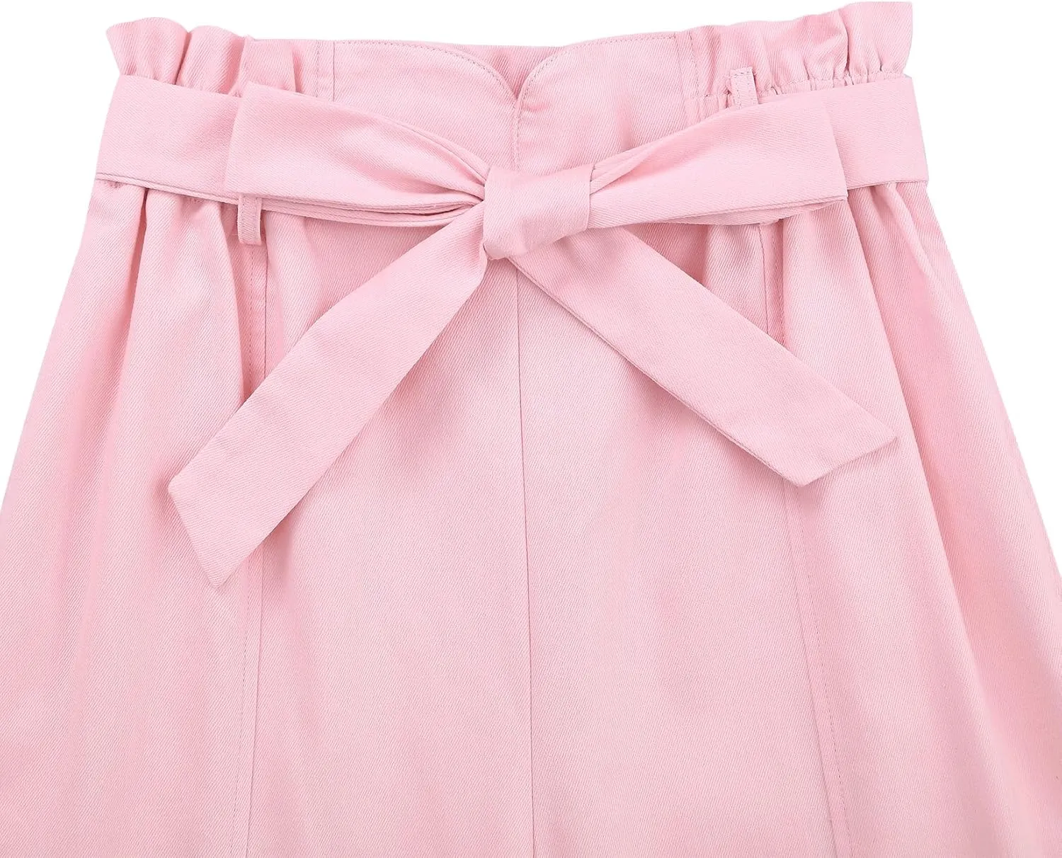 GERU Girls High Waist Belted Paperbag Pants Casual Fit Elastic Tapered Trousers with Pockets 4-12 Years