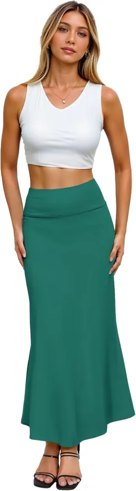 Hybrid & Company Women Versatile Fold Over Waist Maxi Skirt/Convertible Dress