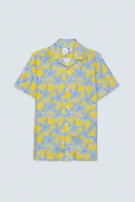 intaglio linen shirt yellow