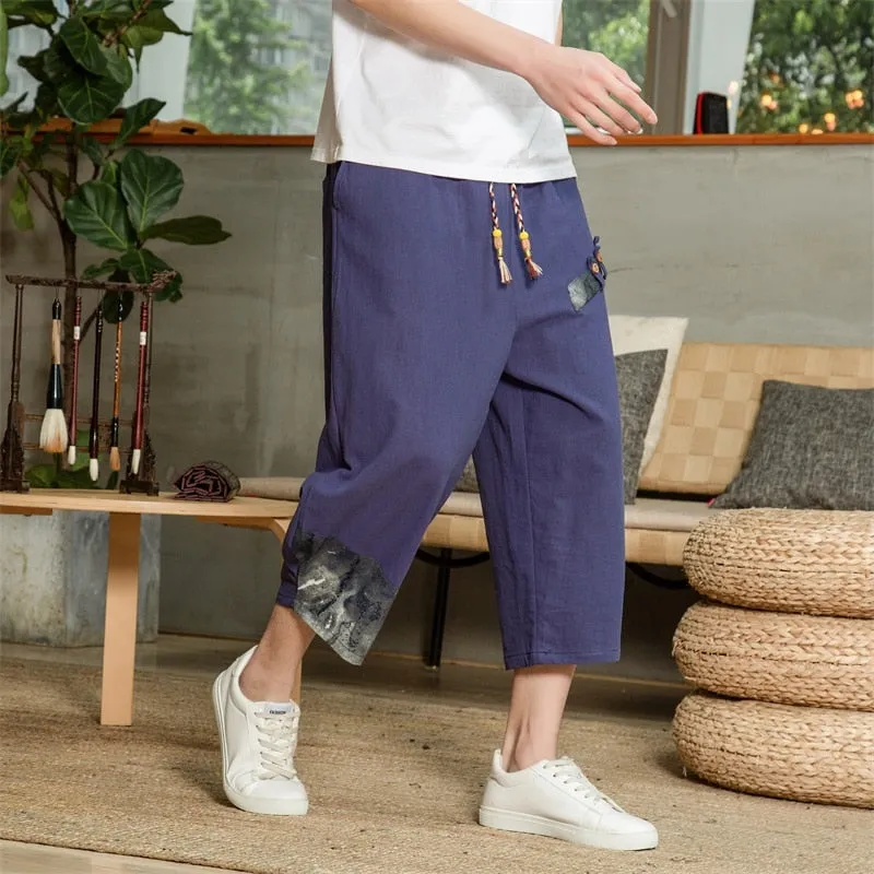 Japanese Cotton Breathable Linen Cropped Pants
