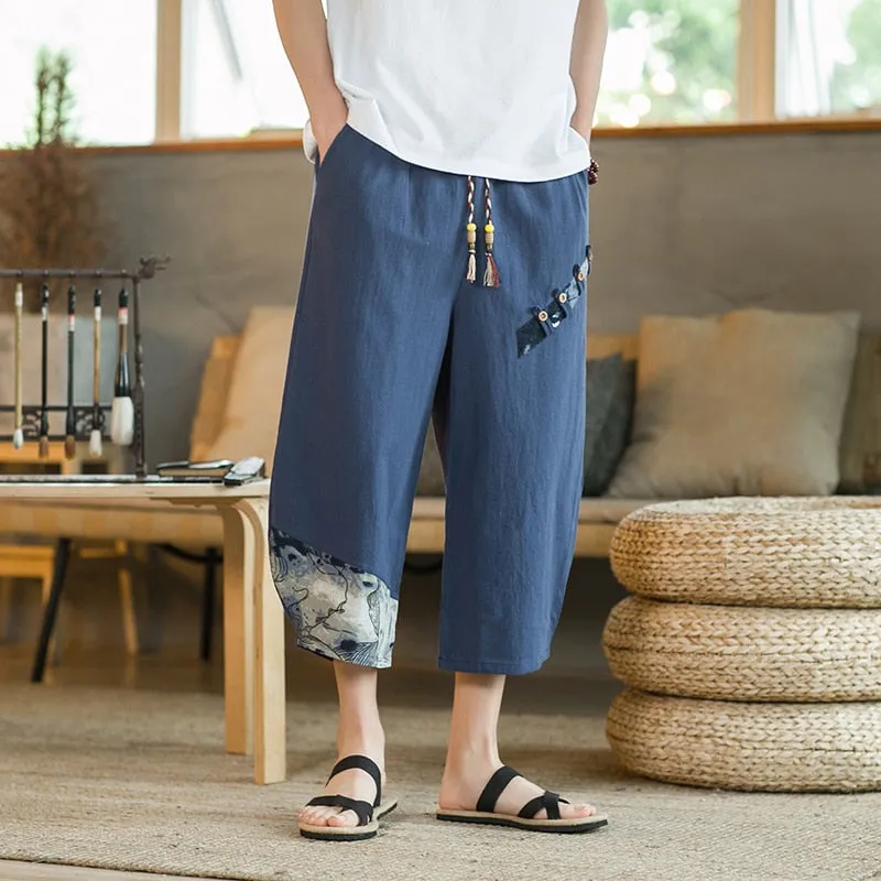 Japanese Cotton Breathable Linen Cropped Pants