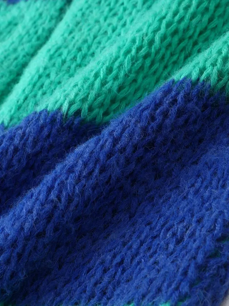 Knitted Cardigan Loose Women  Striped Sweater
