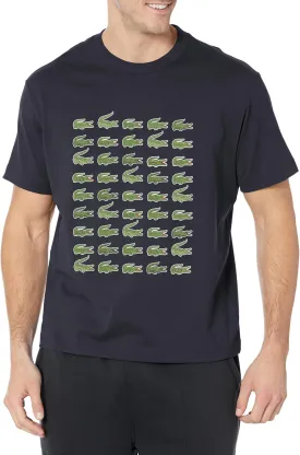 Lacoste Men's Short Sleeve Crew Neck Allover Croc Graphic T-Shirt