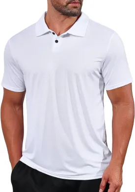 Lexiart Men's Cool Feeling Athletic Golf Polo Shirt Short Sleeve Performance Moisture Wicking Collared Tops