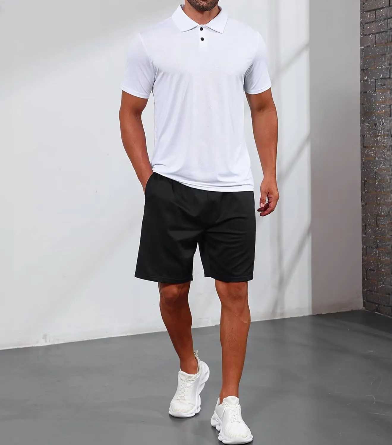 Lexiart Men's Cool Feeling Athletic Golf Polo Shirt Short Sleeve Performance Moisture Wicking Collared Tops