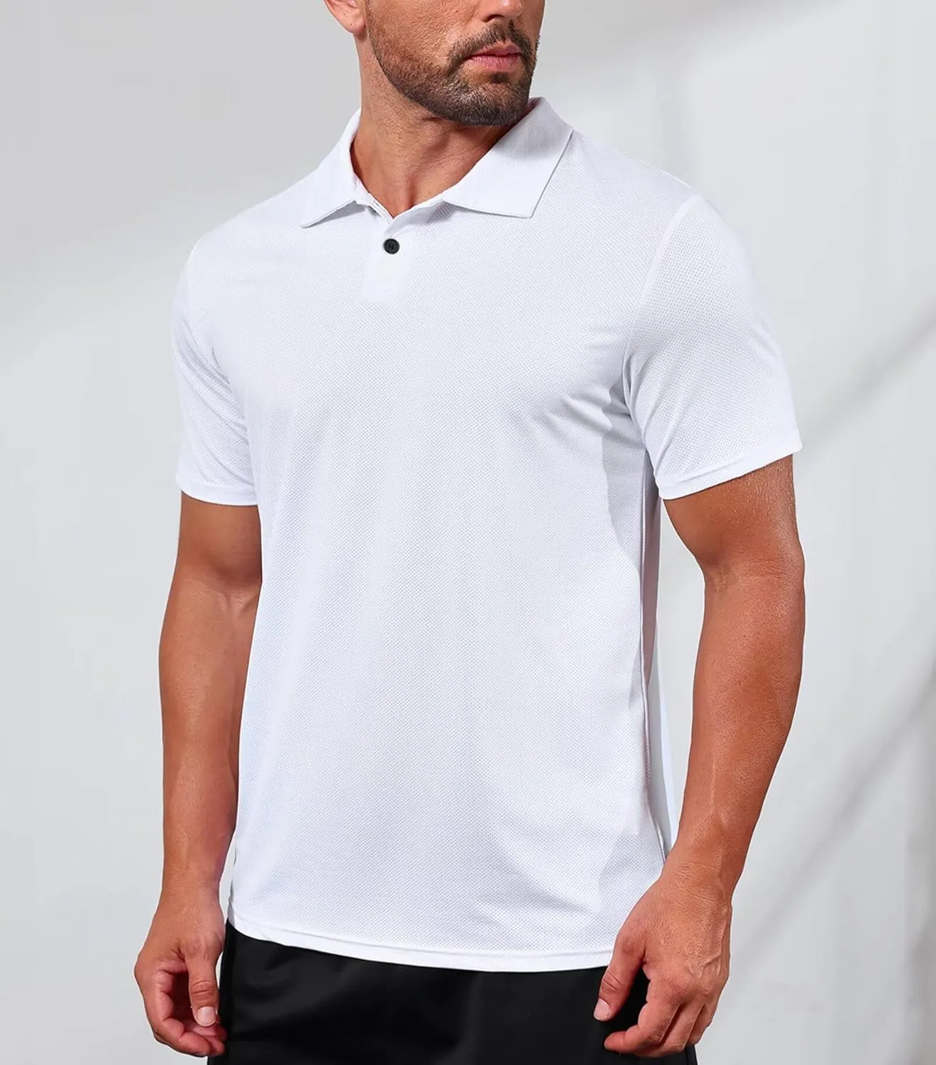 Lexiart Men's Cool Feeling Athletic Golf Polo Shirt Short Sleeve Performance Moisture Wicking Collared Tops