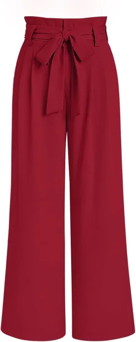 LILLUSORY Wide Leg Dress Pants Women's Paperbag High Waisted Business Casual Trousers with Removable Belt