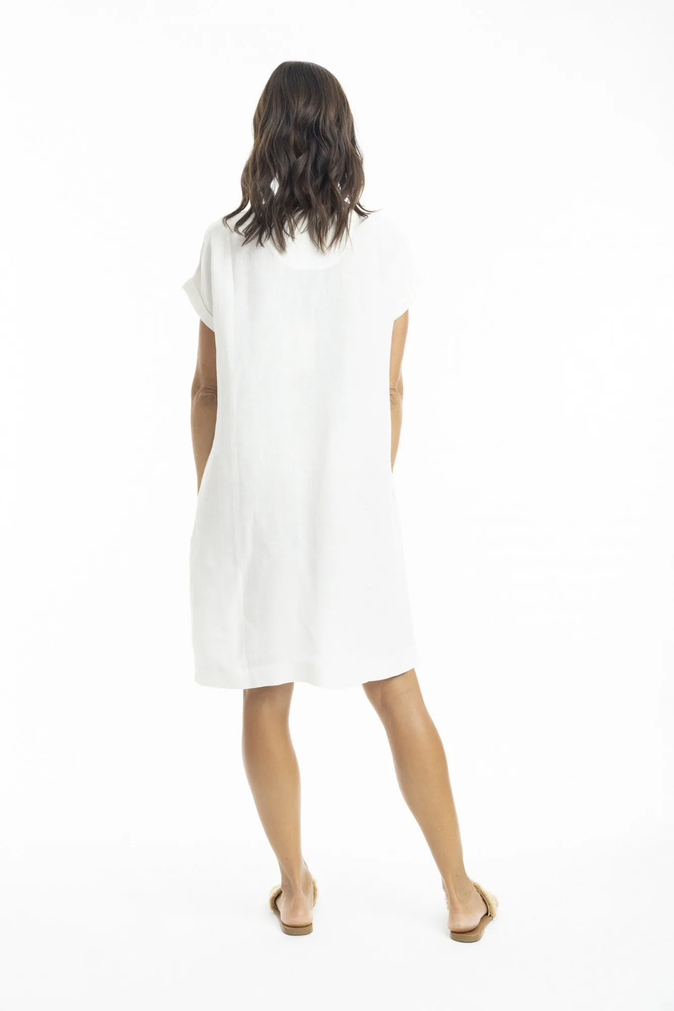Linen Dress Shift cap slv NEW