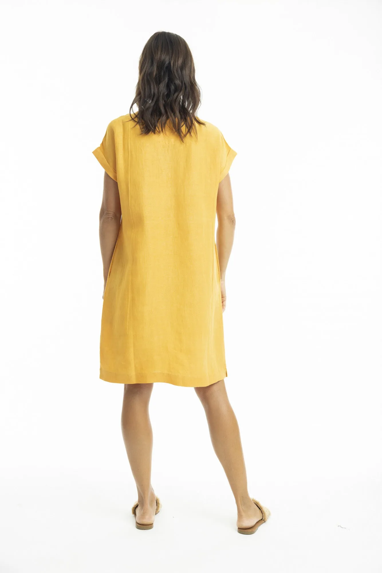 Linen Dress Shift cap slv NEW
