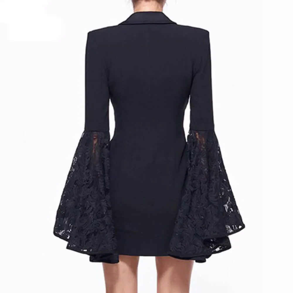 Long Bell Sleeve Blazer Dress