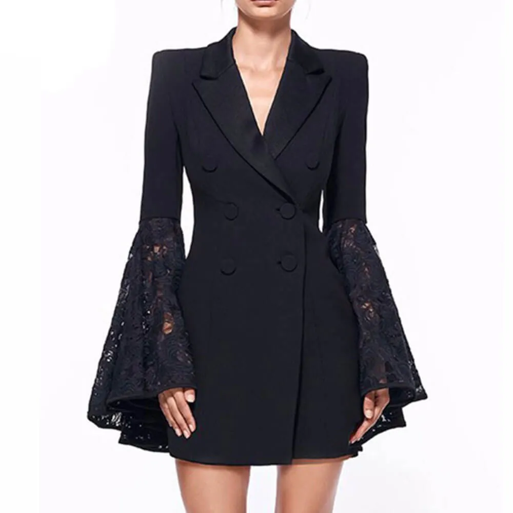 Long Bell Sleeve Blazer Dress