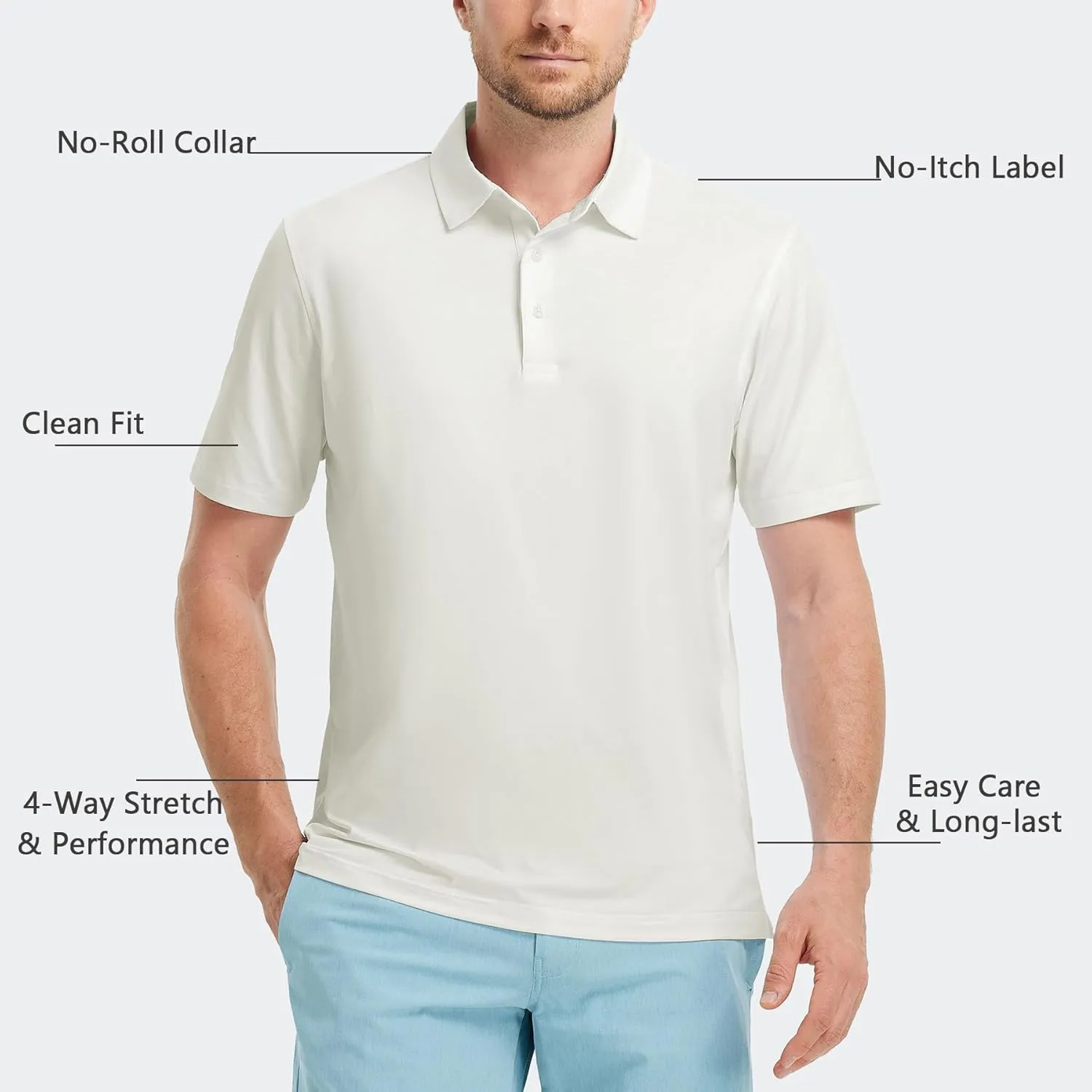 M MAELREG Golf Shirts for Men Dry Fit Moisture Wicking Performance Solid Collared Casual Mens Polo Shirts Short Sleeve