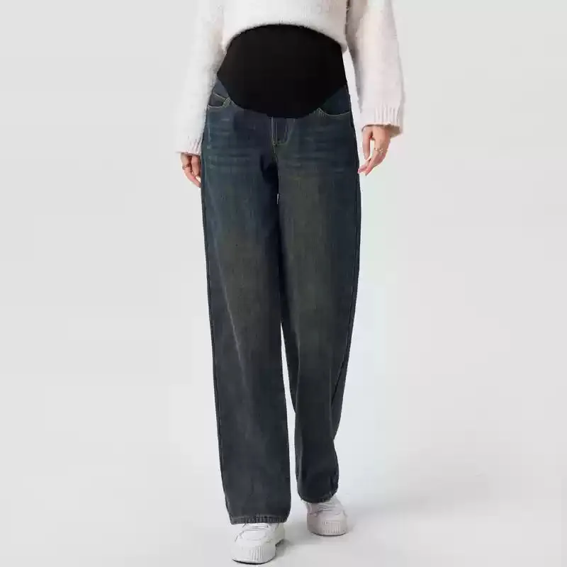 Maternity Wide Leg Jeans-Grey