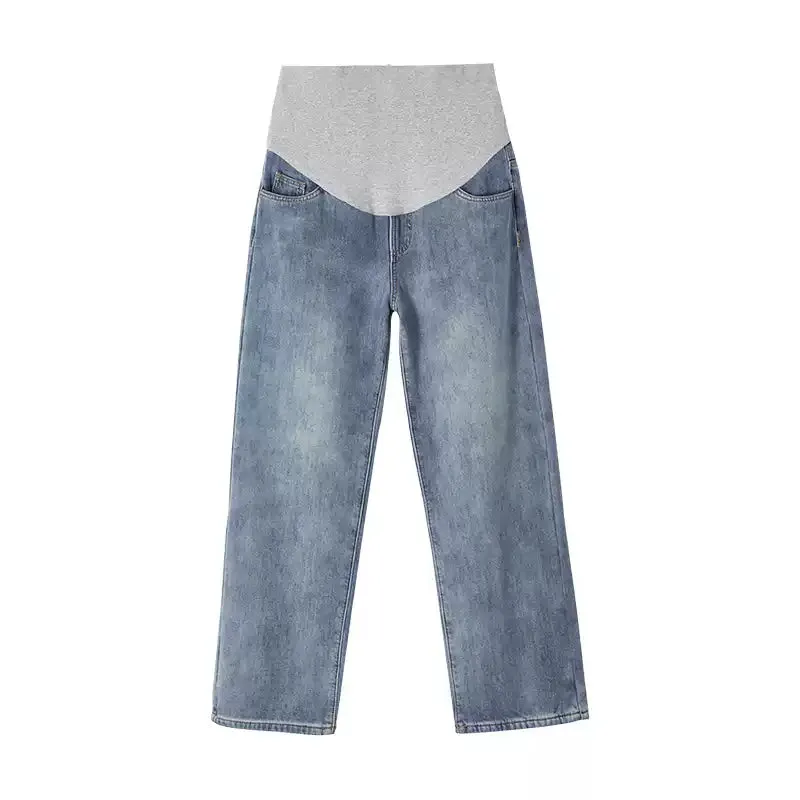 Maternity Wide Leg Jeans-Grey