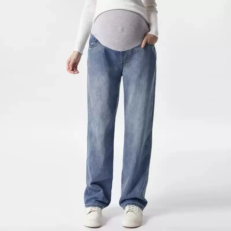 Maternity Wide Leg Jeans-Grey