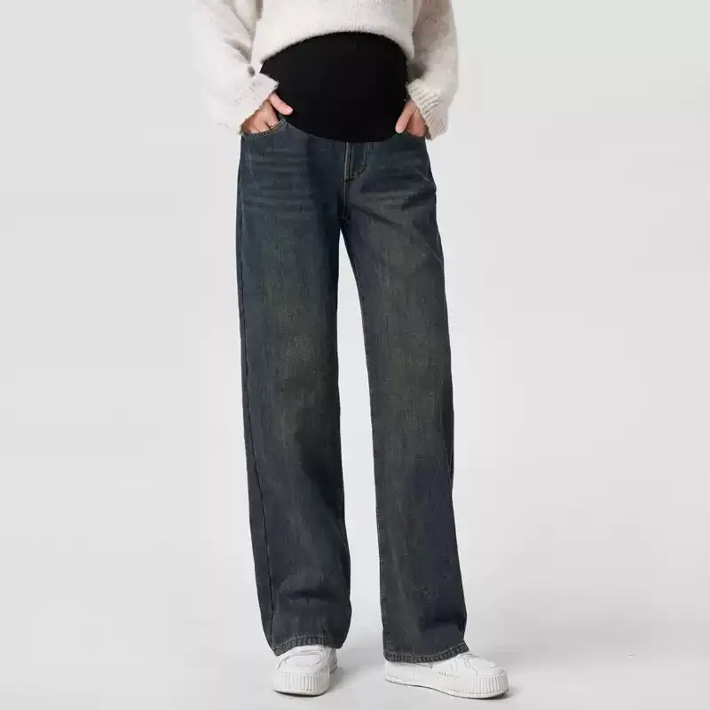 Maternity Wide Leg Jeans-Grey