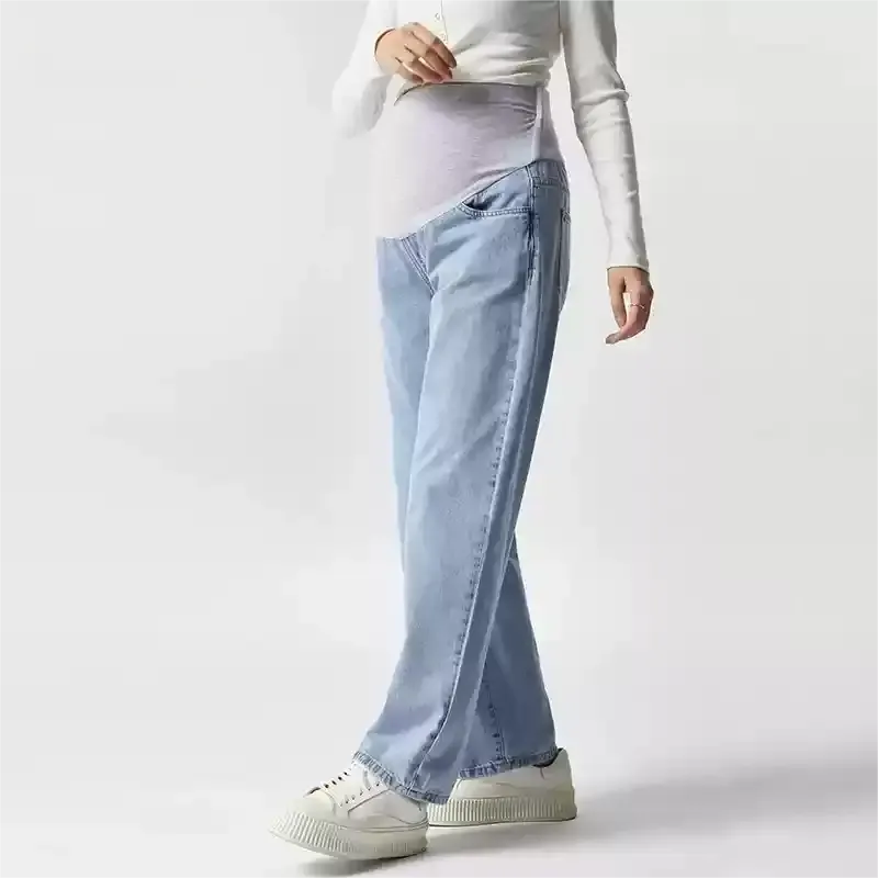 Maternity Wide Leg Jeans-Grey