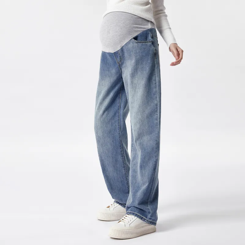 Maternity Wide Leg Jeans-Grey